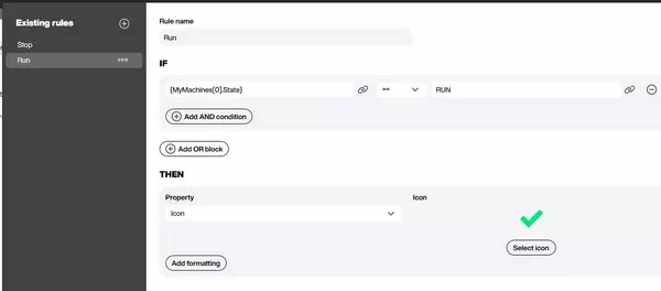 Use Conditional Formatting with icons for machine states - no scripts, no code