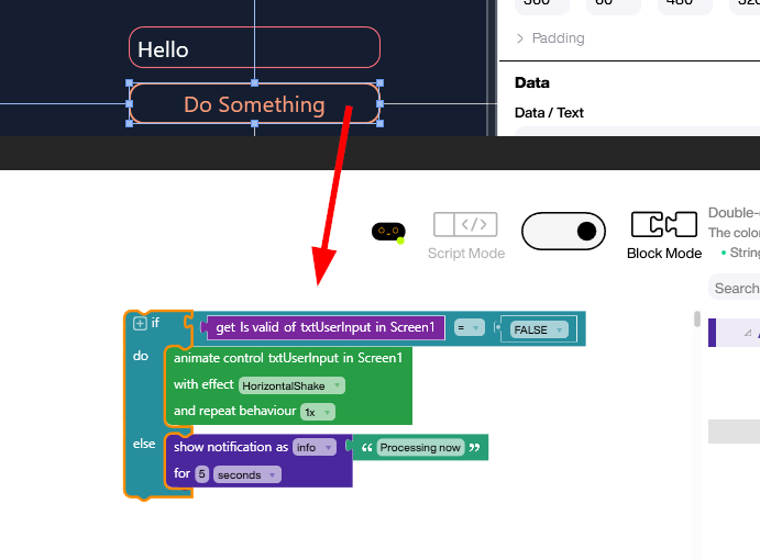 Building Blocks flow handling invalid Peakboard input