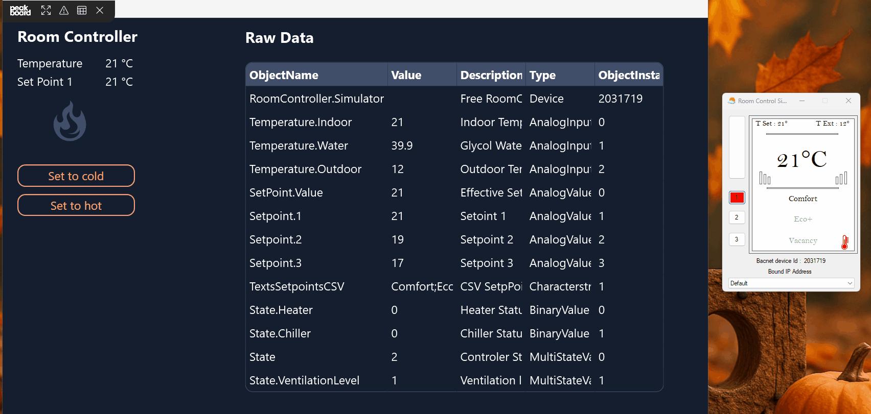 Peakboard BACnet sample application preview video