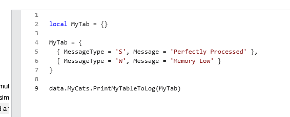 LUA script building the table parameter for the extension function