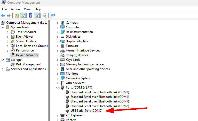 Windows Device Manager - CAS USB Scale COM Port Detection
