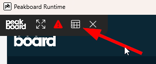 Peakboard debug panel button