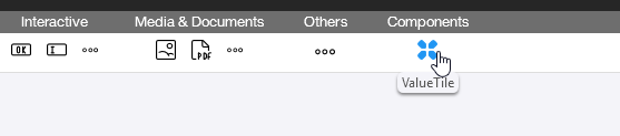 The new tile component listed in the Peakboard Designer control pane, ready to be reused